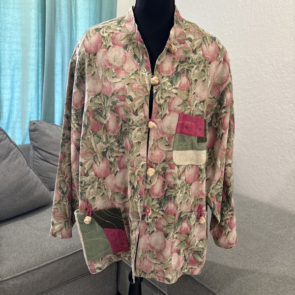 Vtg Canvasbacks Lutton & Horsfield Jacket Womens M Apple Orchard 100% Linen Boho - Picture 1 of 8